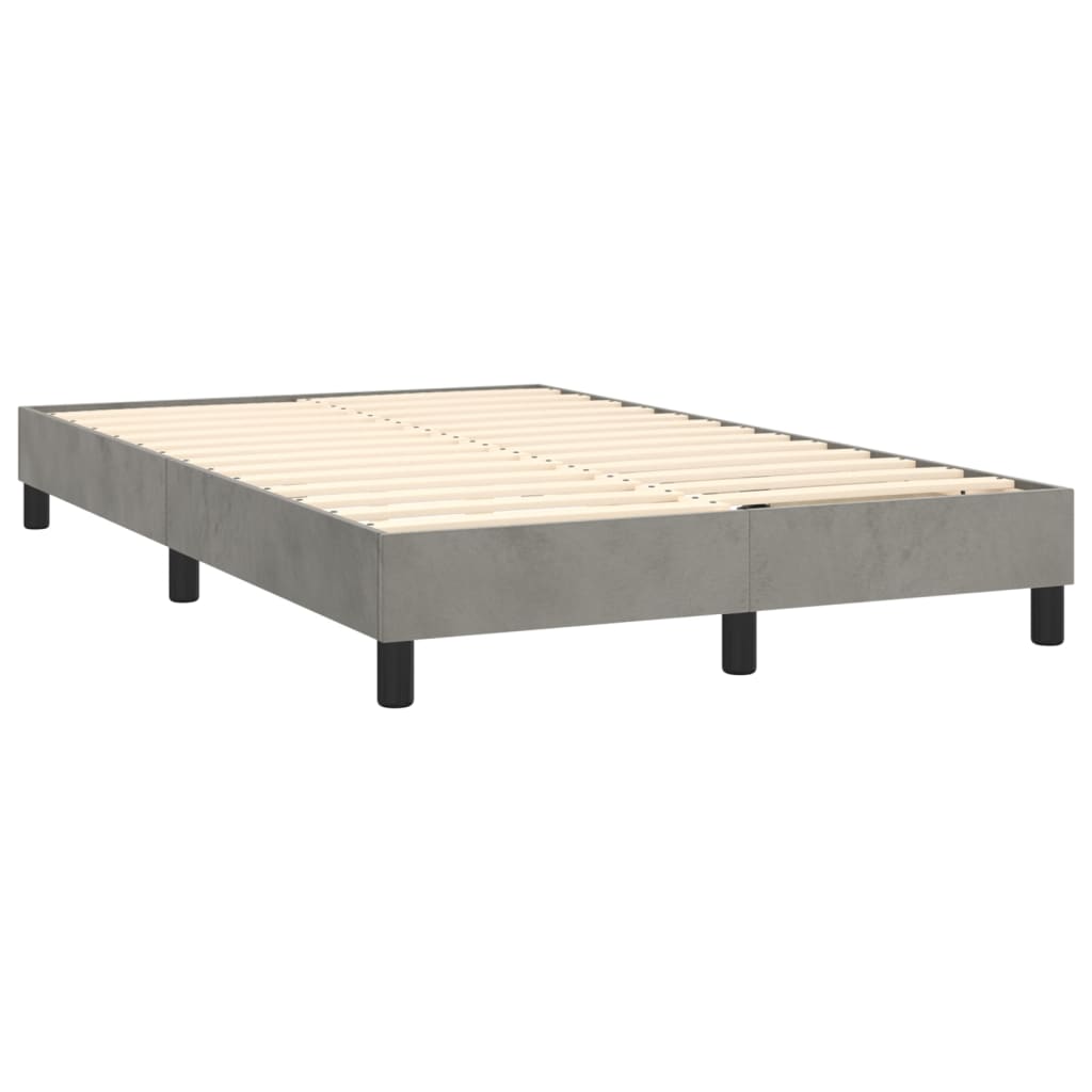 Krevet box spring s madracem LED svjetlosivi 120x200 cm baršun