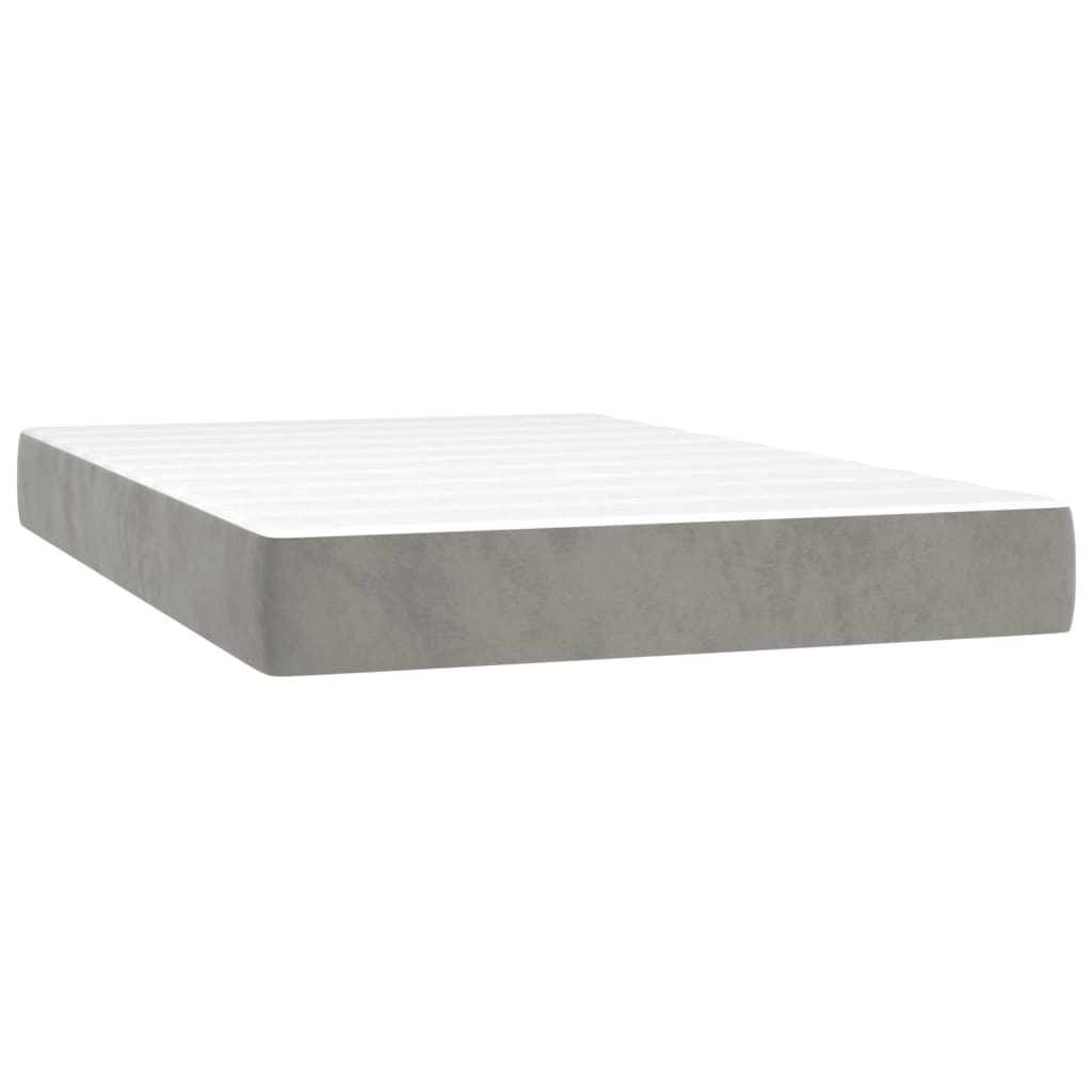 Krevet box spring s madracem LED svjetlosivi 120x200 cm baršun