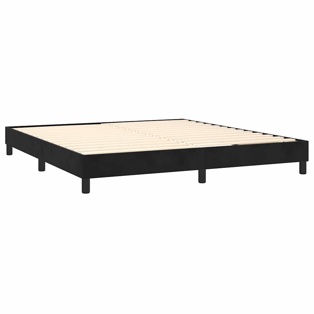 Krevet box spring s madracem LED crni 160x200 cm baršun