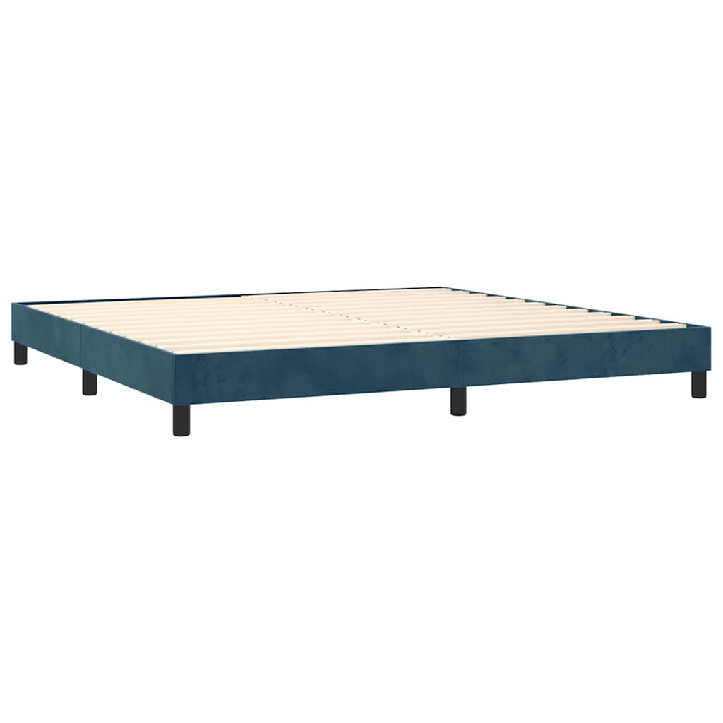 Krevet box spring s madracem LED tamnoplavi 200x200 cm baršun