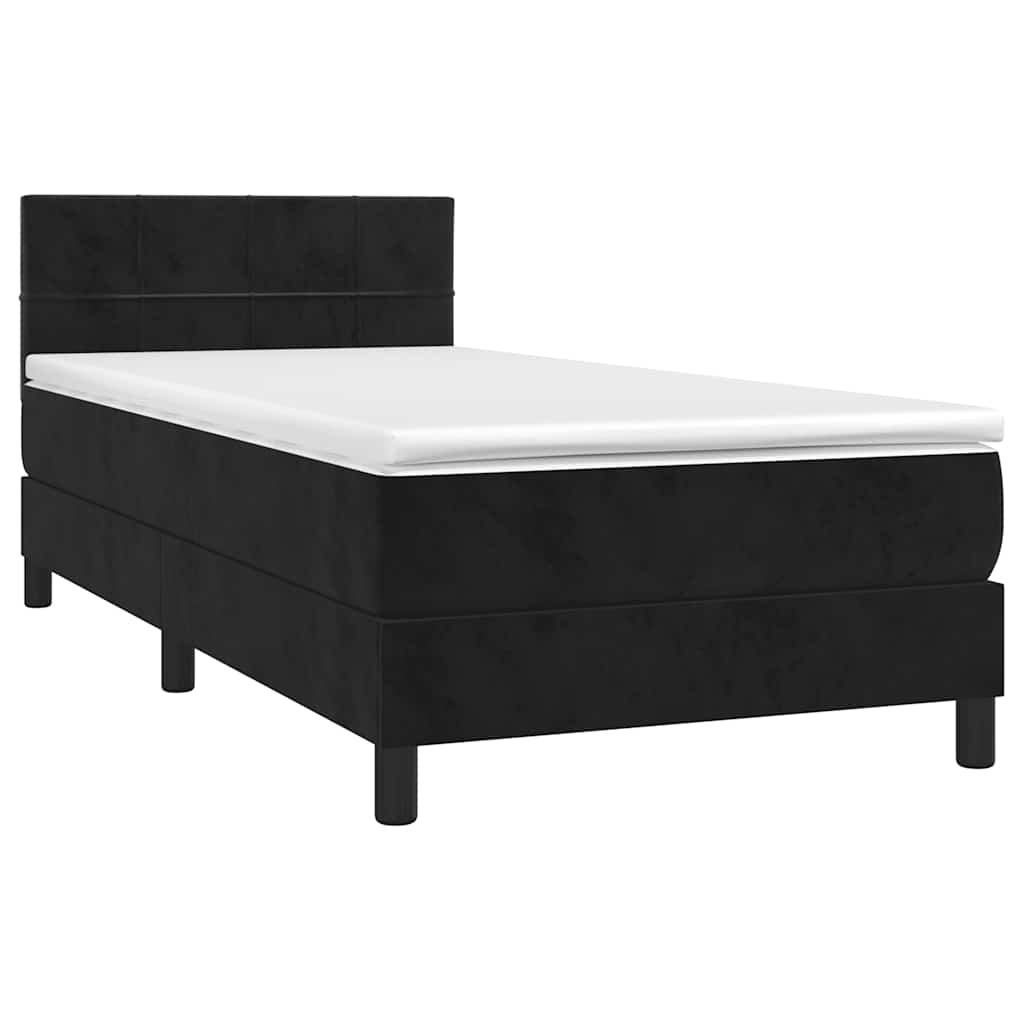 Krevet box spring s madracem LED crni 80 x 200 cm baršunasti