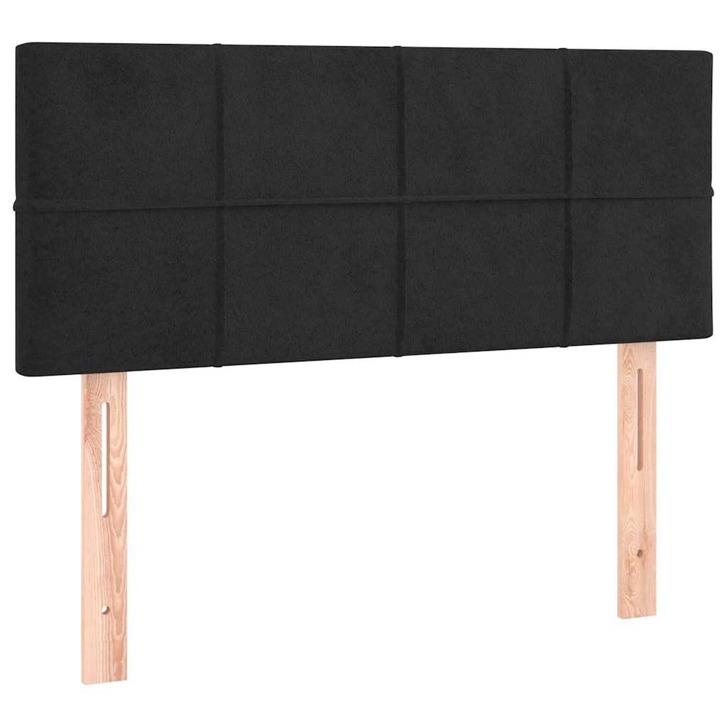 Krevet box spring s madracem LED crni 90x200 cm baršun