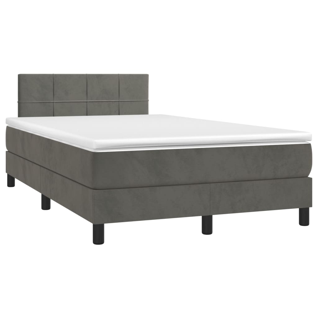 Krevet box spring s madracem LED tamnosivi 120 x 200 cm baršun