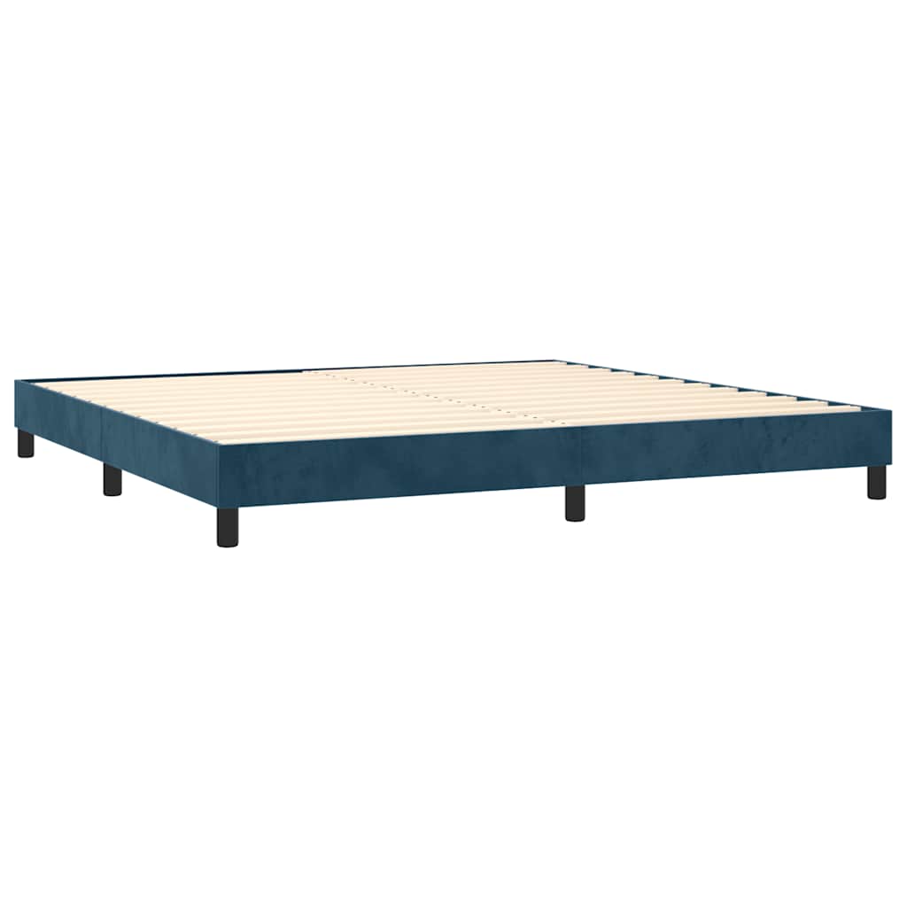 Krevet box spring s madracem LED tamnoplavi 200x200 cm baršun