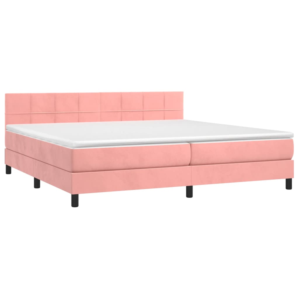 Krevet box spring s madracem LED ružičasti 200x200cm baršunasti