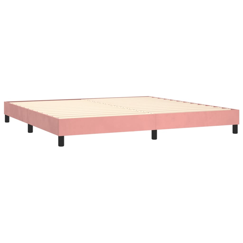 Krevet box spring s madracem LED ružičasti 200x200cm baršunasti