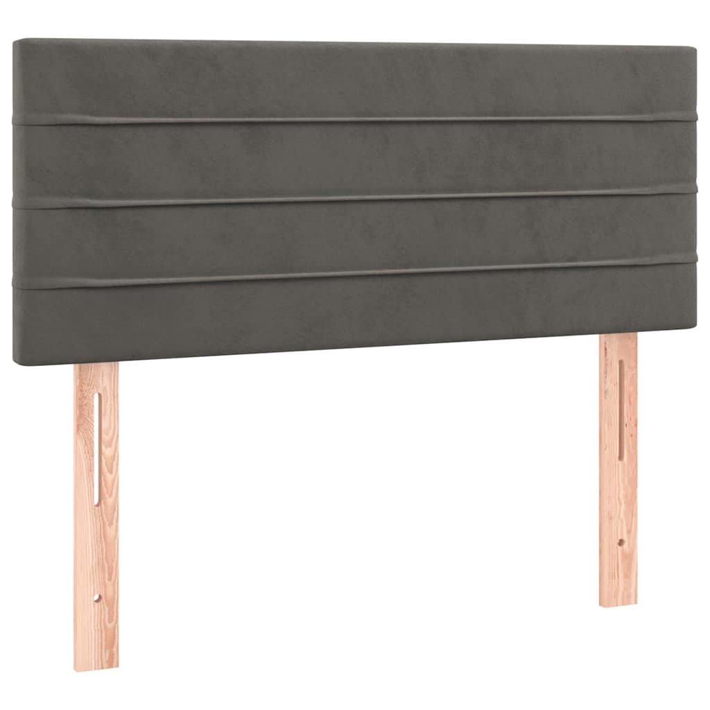 Krevet box spring s madracem LED tamnosivi 80 x 200 cm baršun