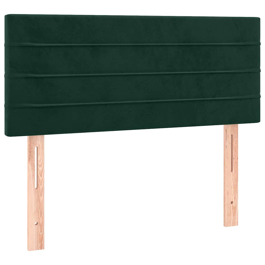 Krevet box spring s madracem LED tamnozeleni 80 x 200 cm baršun