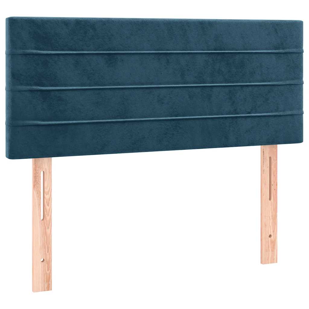 Krevet box spring s madracem LED tamnoplavi 80 x 200 cm baršun