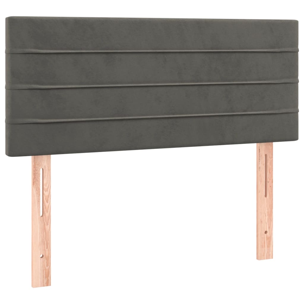 Krevet box spring s madracem LED tamnosivi 90x190 cm baršun