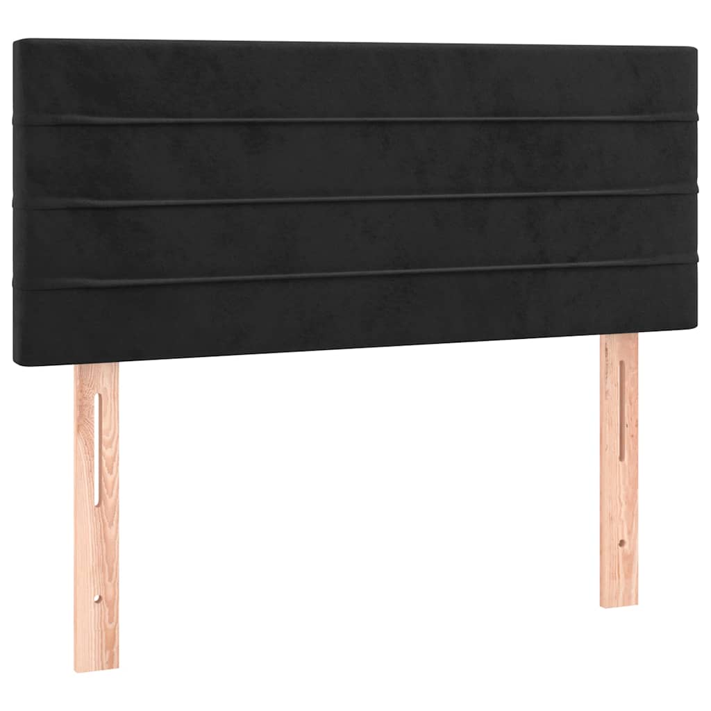 Krevet box spring s madracem LED crni 90x200 cm baršun