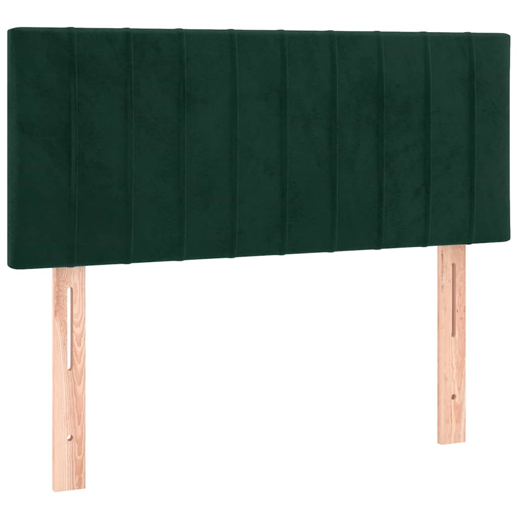 Krevet box spring s madracem LED tamnozeleni 100x200 cm baršun