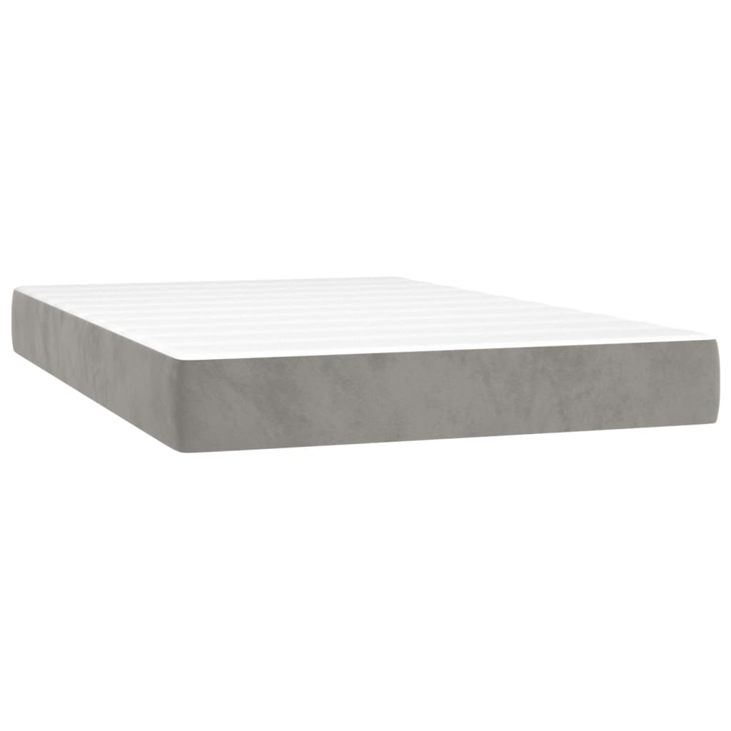 Krevet box spring s madracem LED svjetlosivi 120x200 cm baršun