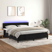 Krevet box spring s madracem LED crni 160x200 cm baršun