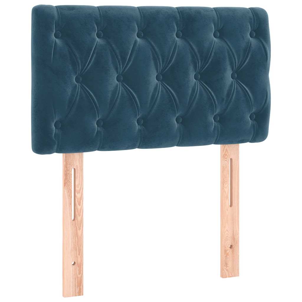 Krevet box spring s madracem LED tamnoplavi 80 x 200 cm baršun