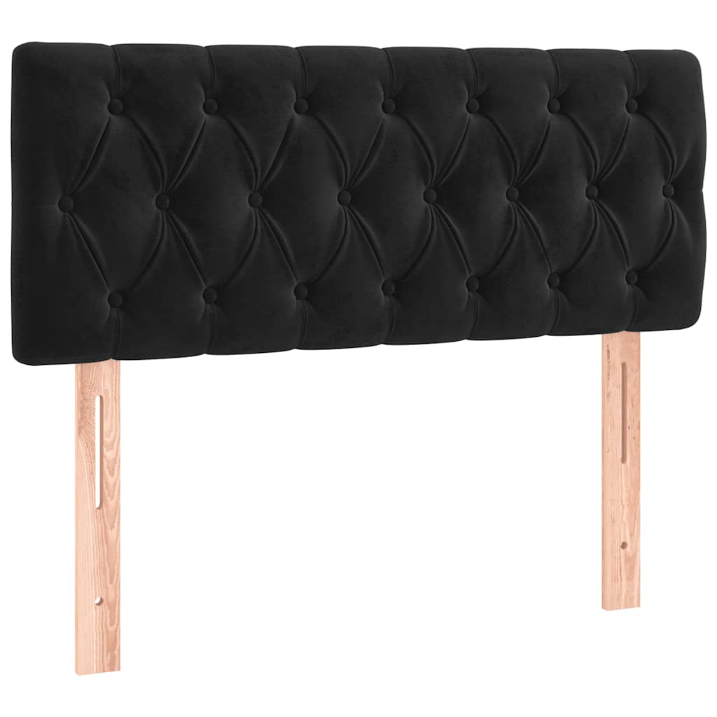 Krevet box spring s madracem LED crni 100x200 cm baršun