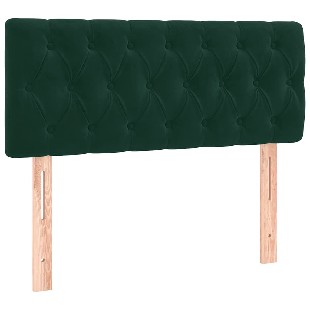 Krevet box spring s madracem LED tamnozeleni 100x200 cm baršun