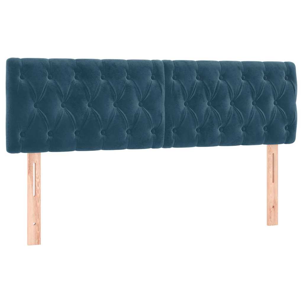 Krevet box spring s madracem LED tamnoplavi 140x200 cm baršun