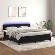 Krevet box spring s madracem LED crni 180x200 cm baršun