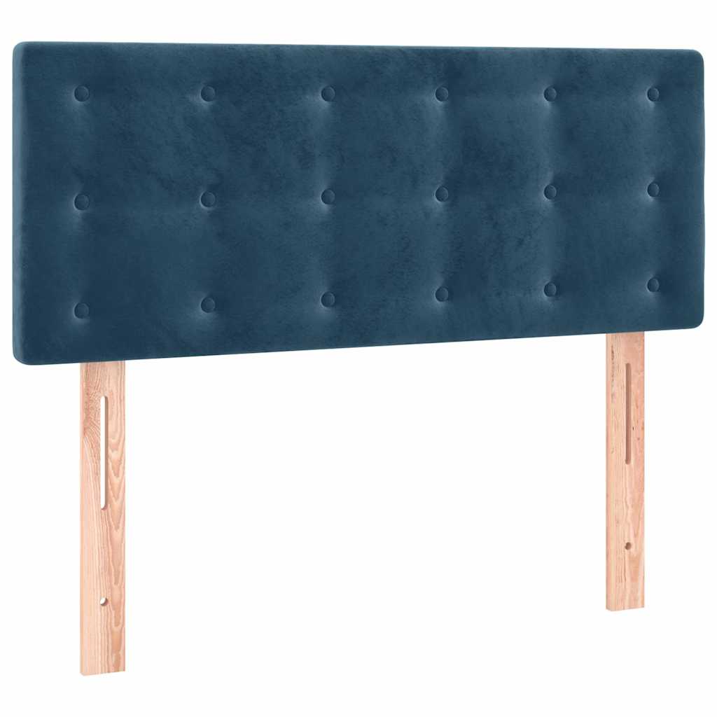 Krevet box spring s madracem LED tamnoplavi 90x190 cm baršun
