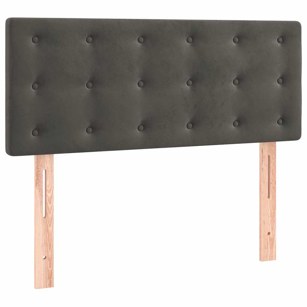 Krevet box spring s madracem LED tamnosivi 100x200 cm baršun