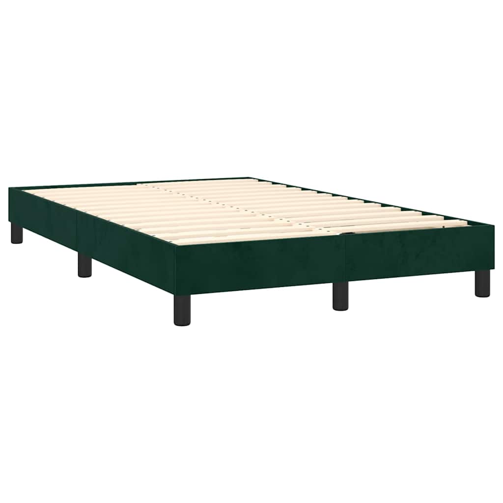 Krevet box spring s madracem LED tamnozeleni 120x200 cm baršun