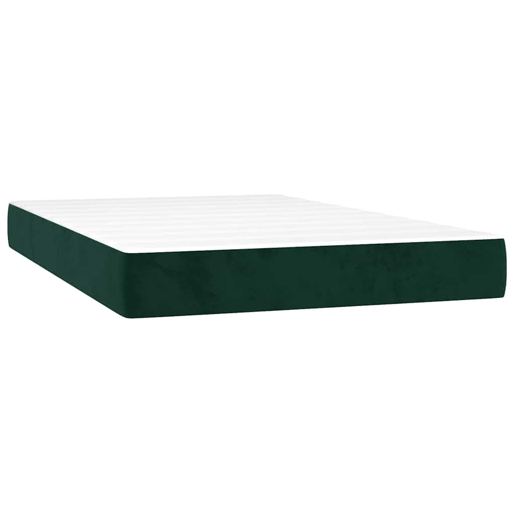 Krevet box spring s madracem LED tamnozeleni 120x200 cm baršun