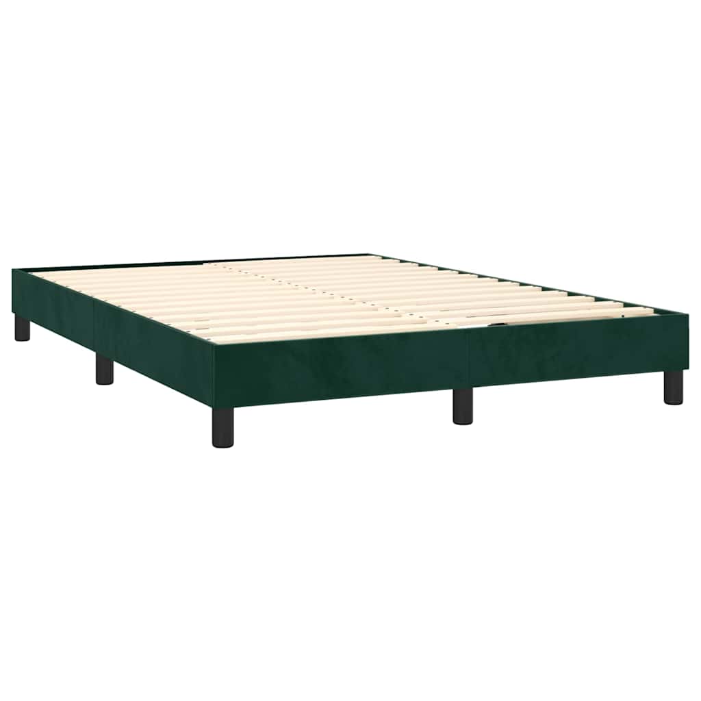 Krevet box spring s madracem LED tamnozeleni 140x190 cm baršun