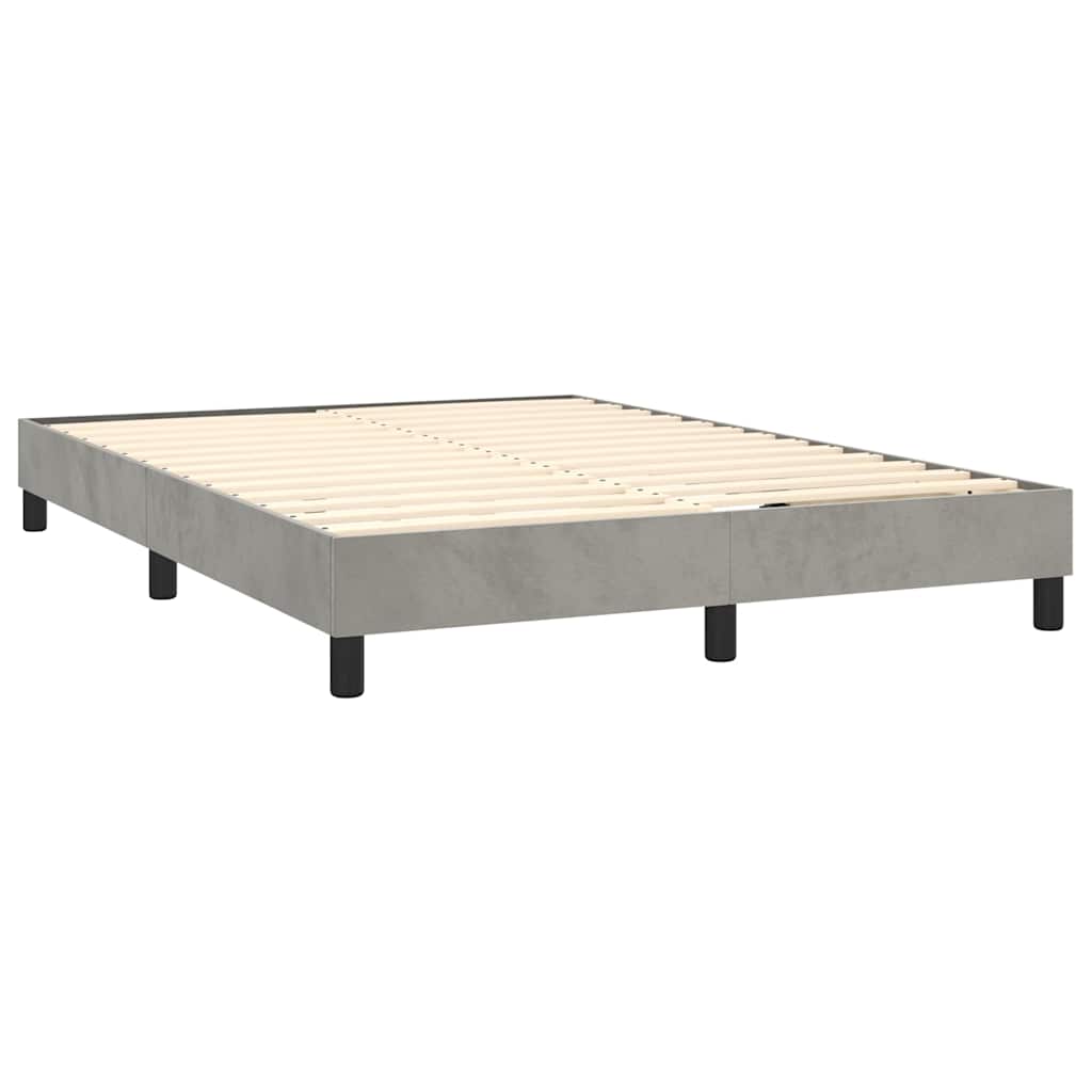 Krevet box spring s madracem LED svjetlosivi 140x200 cm baršun