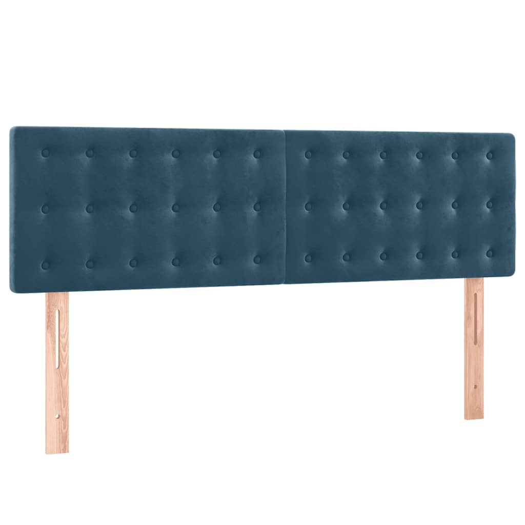 Krevet box spring s madracem LED tamnoplavi 140x200 cm baršun