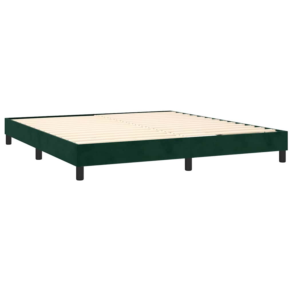Krevet box spring s madracem LED tamnozeleni 180x200 cm baršun
