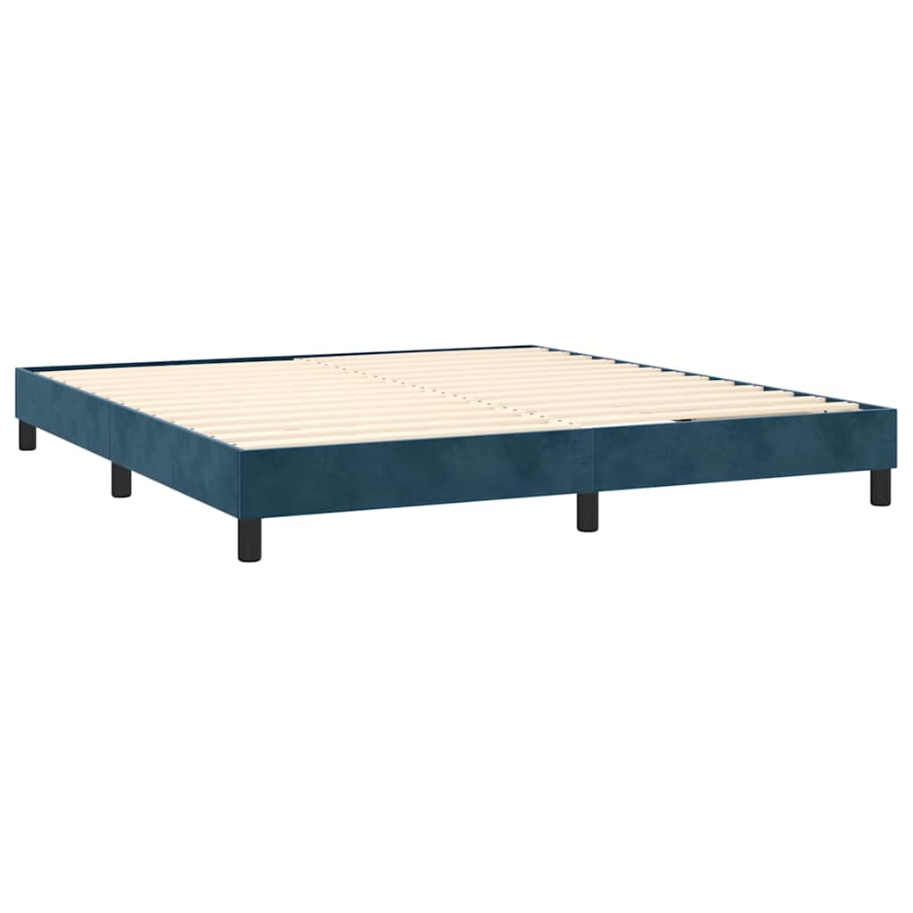 Krevet box spring s madracem LED tamnoplavi 180x200 cm baršun