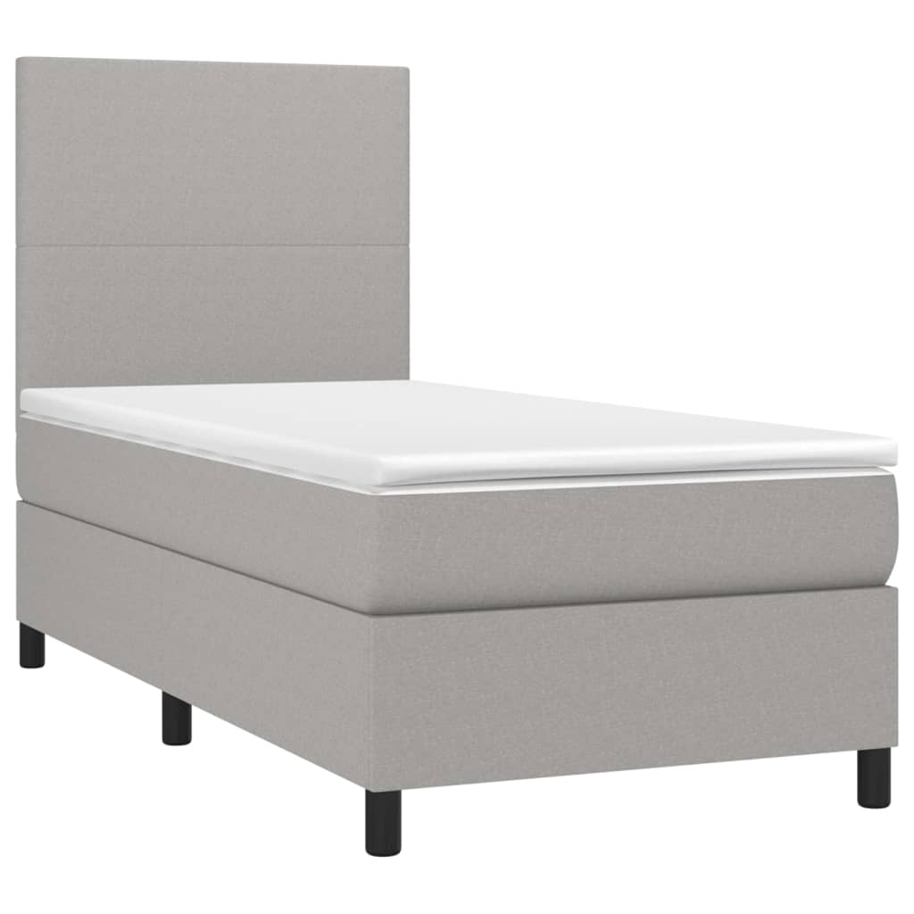 Krevet box spring s madracem LED svjetlosivi 80x200 cm tkanina