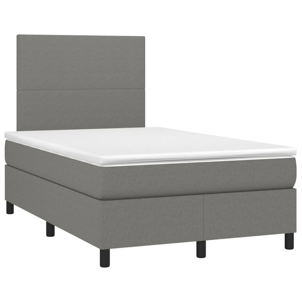 Krevet box spring s madracem LED tamnosivi 120 x 200 cm tkanina
