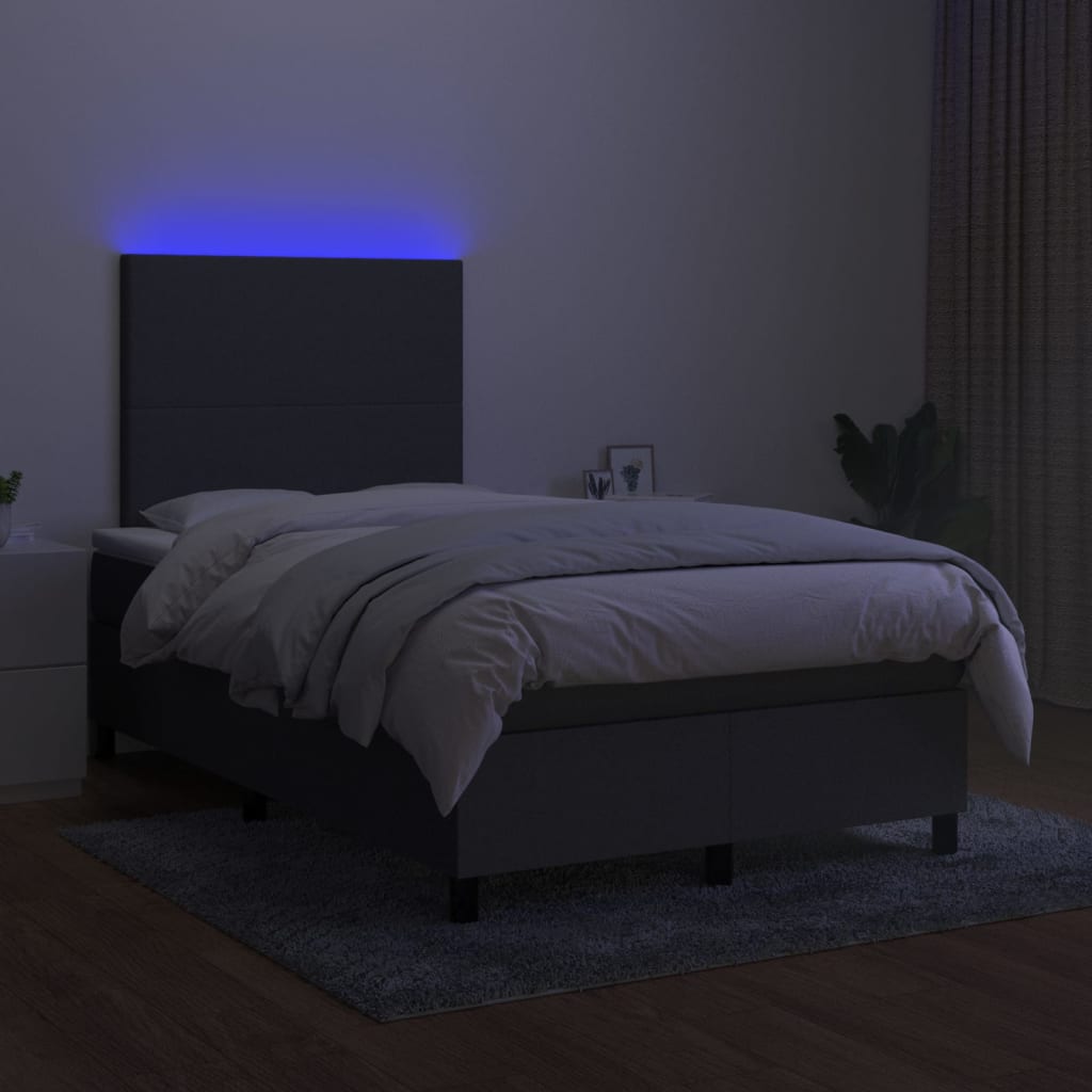 Krevet box spring s madracem LED tamnosivi 120 x 200 cm tkanina