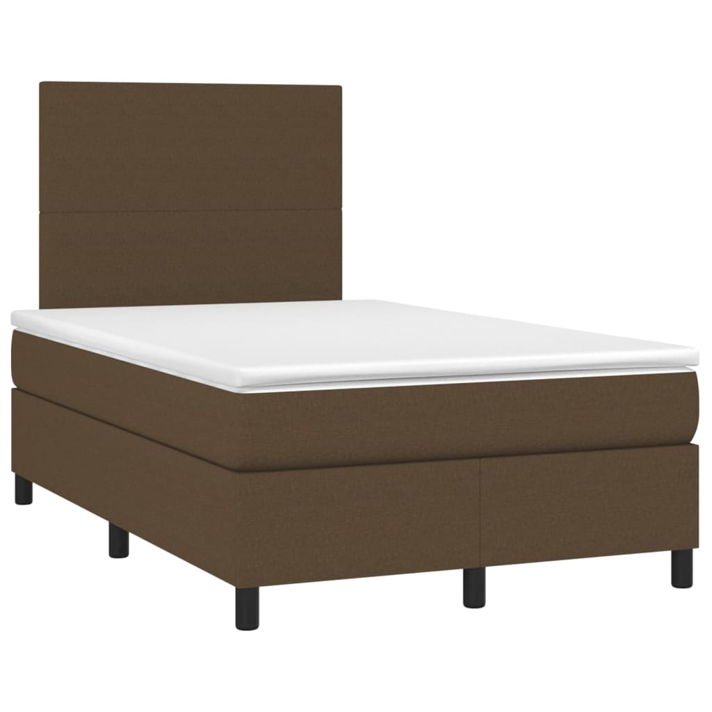 Krevet box spring s madracem LED tamnosmeđi 120x200 cm tkanina