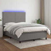 Krevet box spring s madracem LED tamnosivi 140x190 cm tkanina