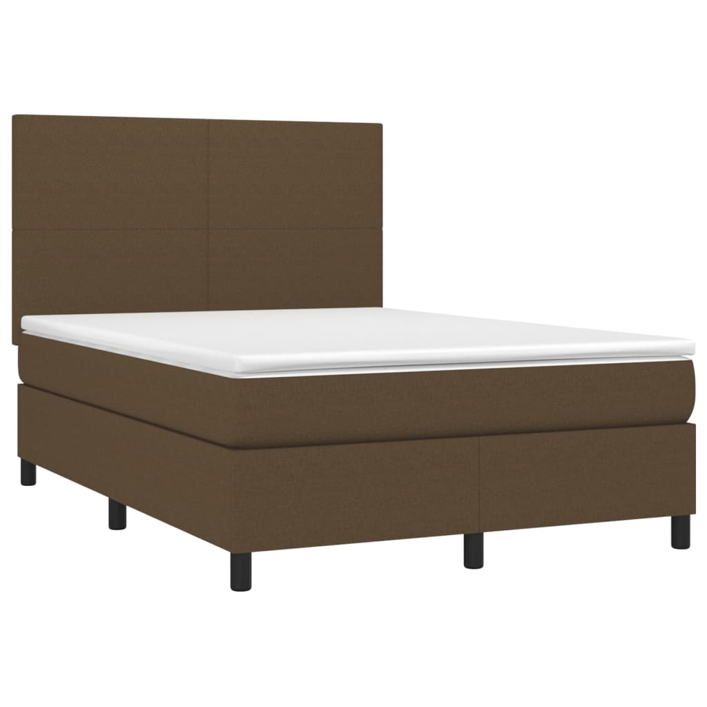 Krevet box spring s madracem LED tamnosmeđi 140x190 cm tkanina