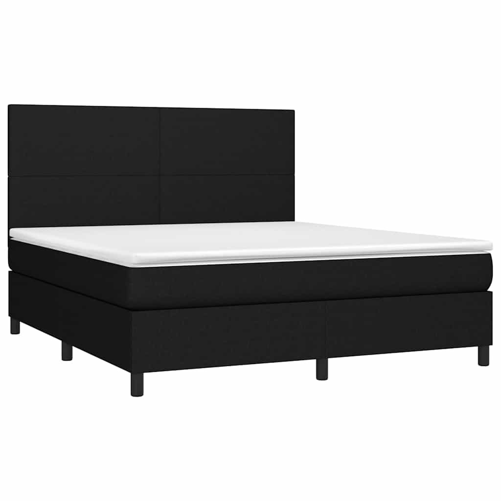 Krevet box spring s madracem LED crni 160x200 cm od tkanine