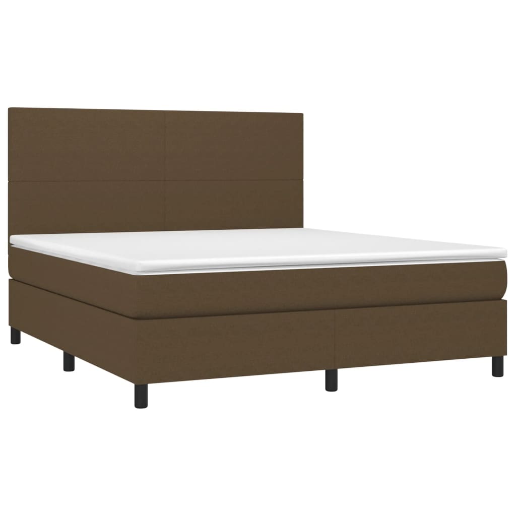 Krevet box spring s madracem LED tamnosmeđi 160x200 cm tkanina