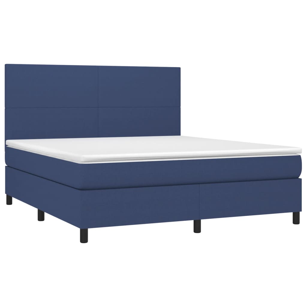 Krevet box spring s madracem LED plavi 160x200 cm od tkanine