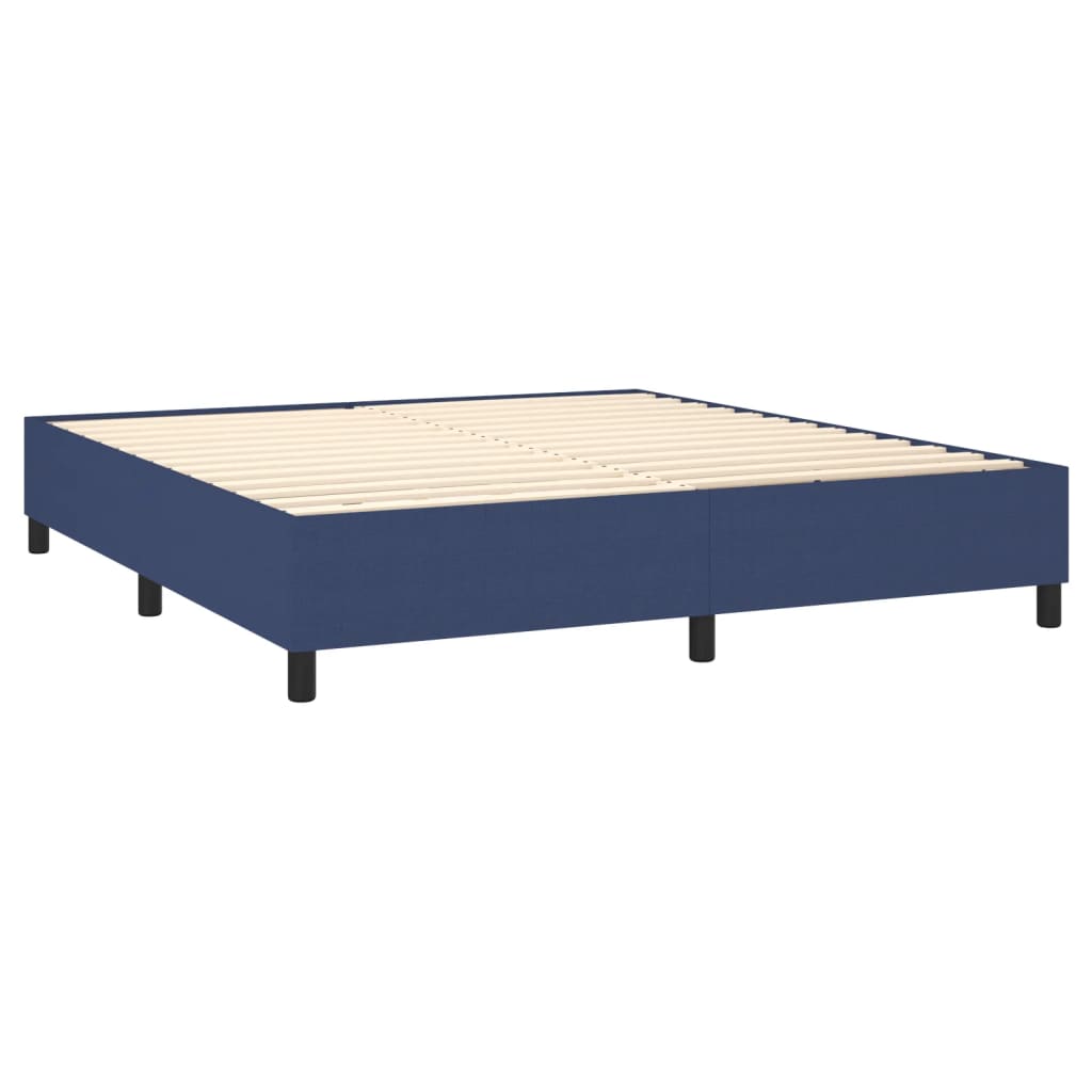 Krevet box spring s madracem LED plavi 160x200 cm od tkanine