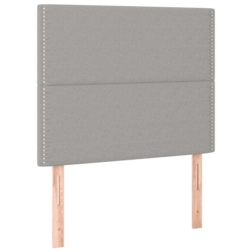 Krevet box spring s madracem LED svjetlosivi 100x200 cm tkanina