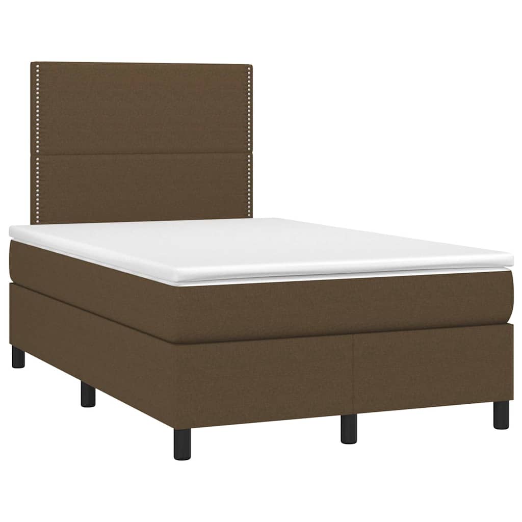 Krevet box spring s madracem LED tamnosmeđi 120x200 cm tkanina
