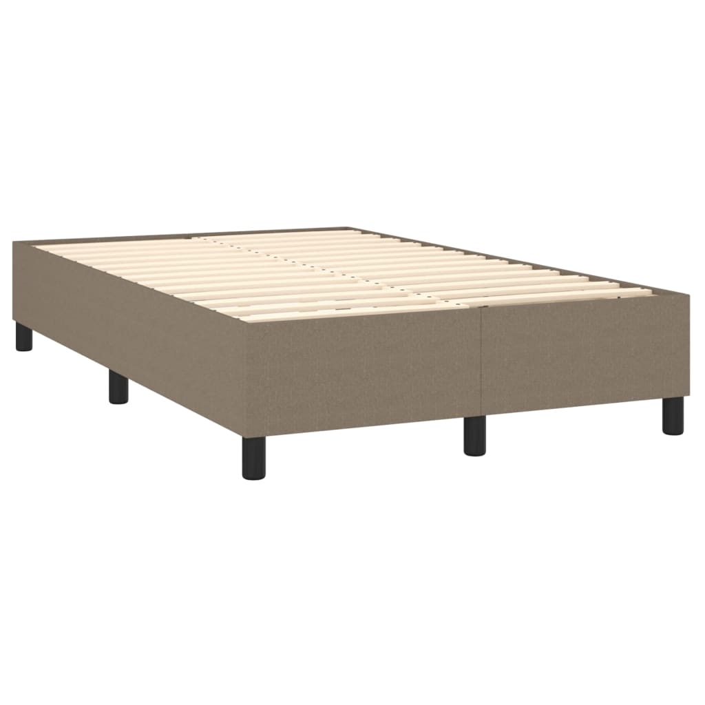 Krevet box spring s madracem LED smeđesivi 120 x 200 cm tkanina