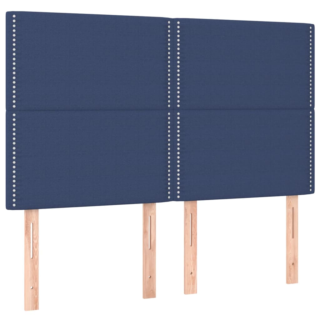 Krevet box spring s madracem LED plavi 140x190 cm od tkanine