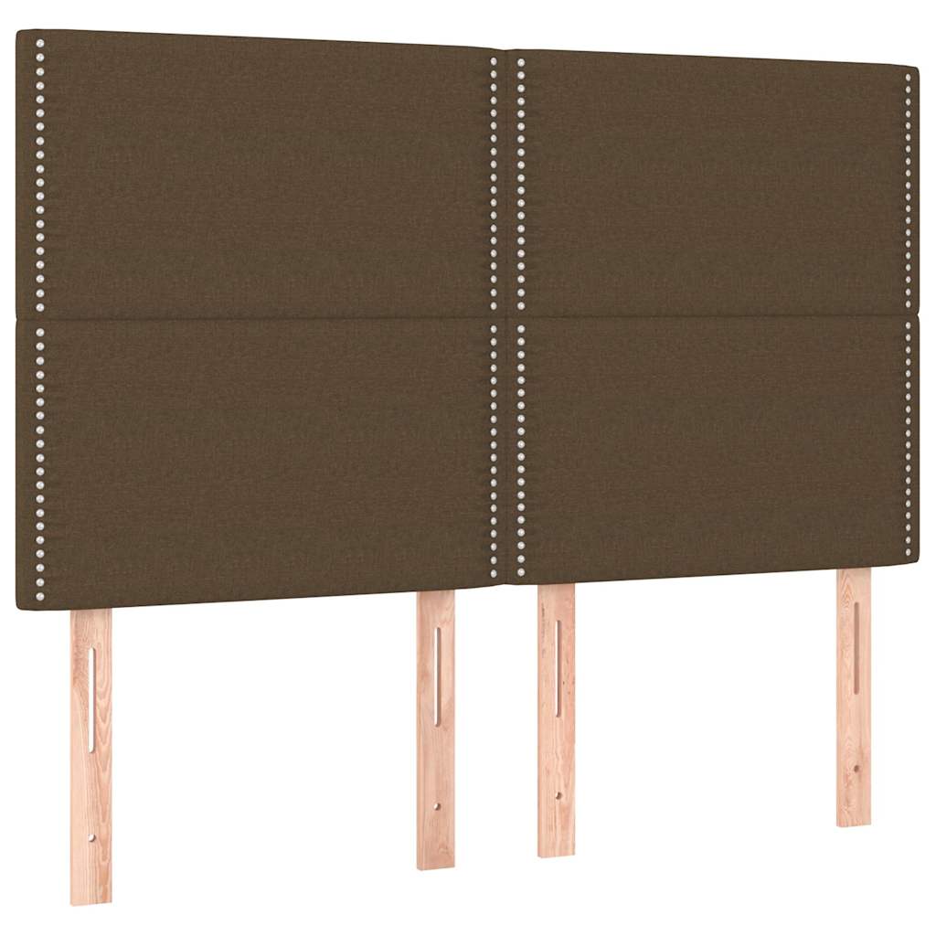 Krevet box spring s madracem LED tamnosmeđi 140x200 cm tkanina