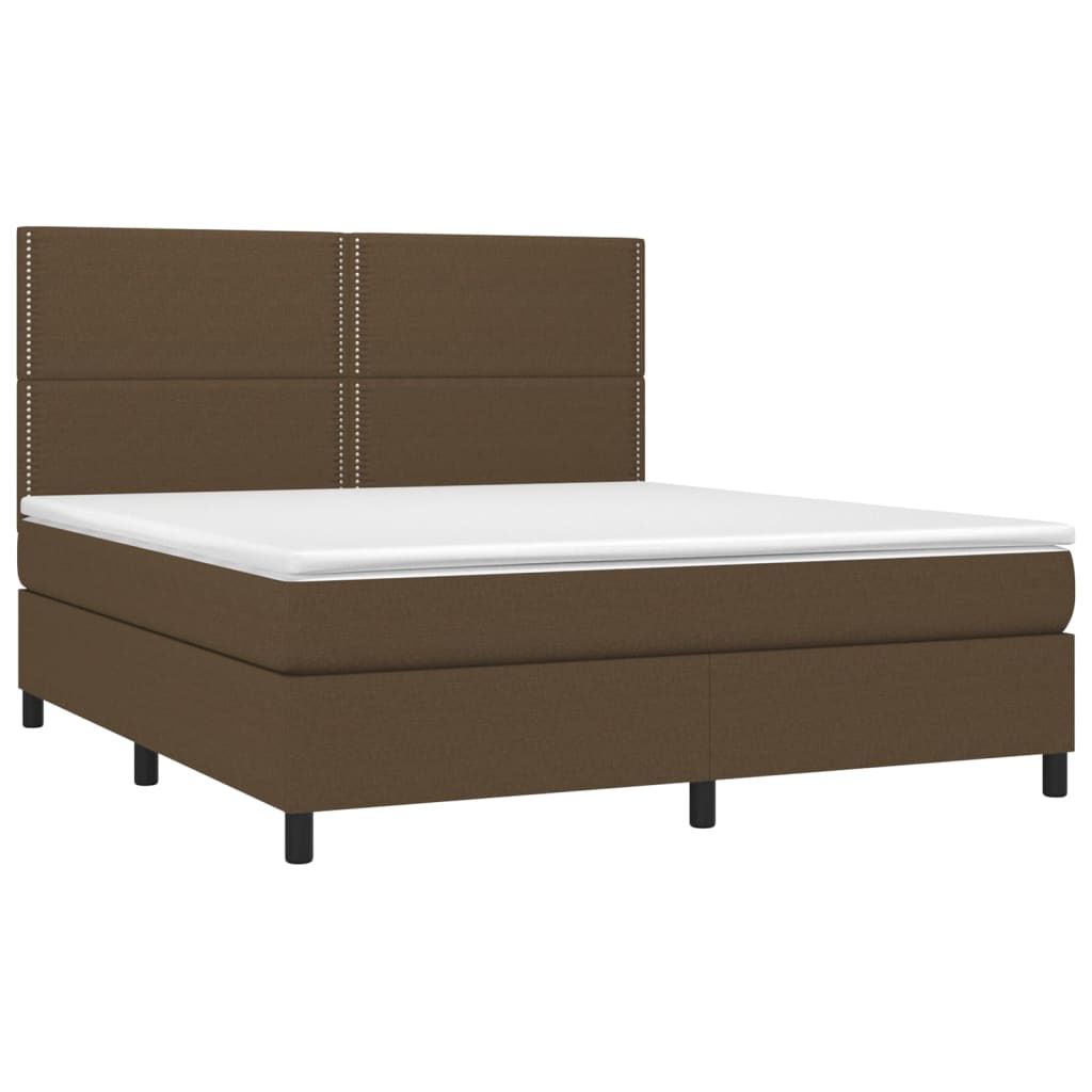 Krevet box spring s madracem LED tamnosmeđi 180x200 cm tkanina