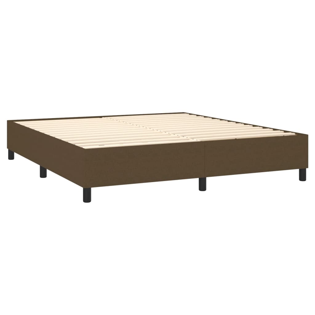 Krevet box spring s madracem LED tamnosmeđi 180x200 cm tkanina