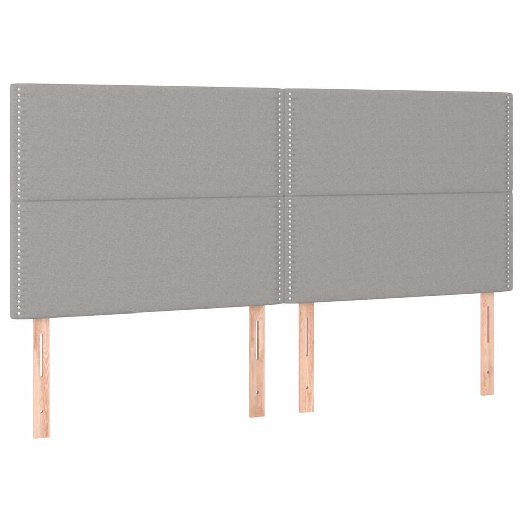 Krevet box spring s madracem LED svjetlosivi 200x200 cm tkanina